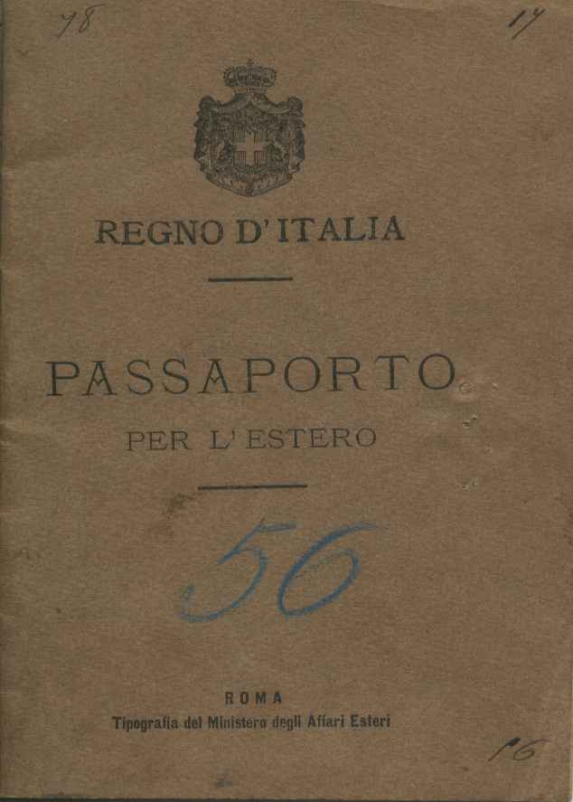 Copertina di un passaporto italiano del 1901